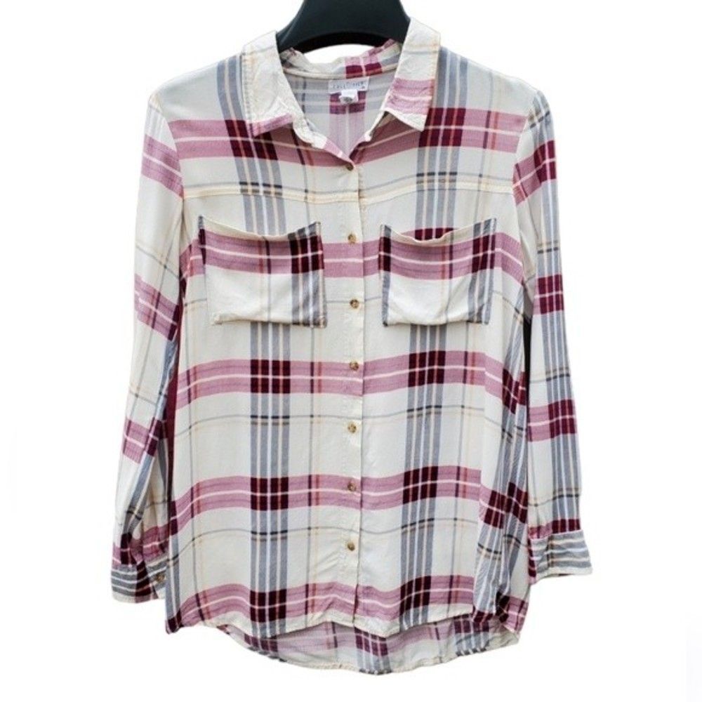Full Tilt White and Maroon Flannel Shirt